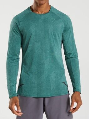 GYMSHARK APEX LONG SLEEVE ATHLETIC T-SHIRT GREEN - L